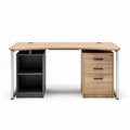 Bureau en bois avec rangements gris et dimensions 140 x 60 x 75cm