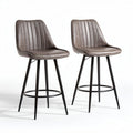 Tabouret de bar en simili cuir marron avec structure en métal noir 45 x 45 x 100cm