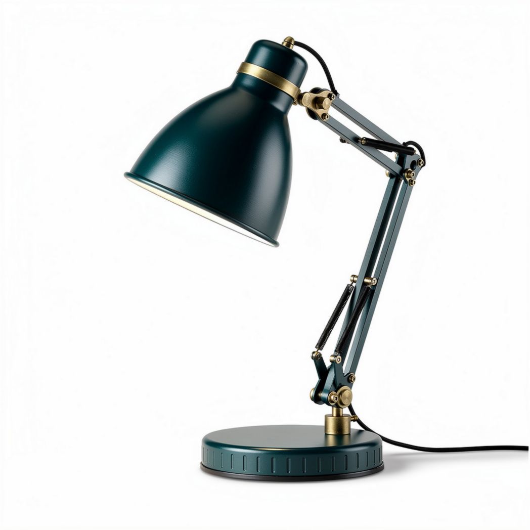 Lampe de bureau adjustable en métal vert avec abat-jour orientable 25 x 25 x 60cm