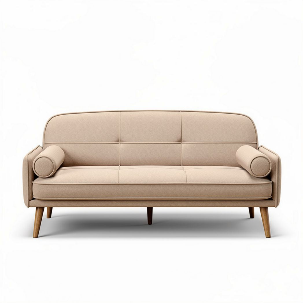Canapé moderne en tissu beige avec accoudoirs ronds 180 x 85 x 75cm