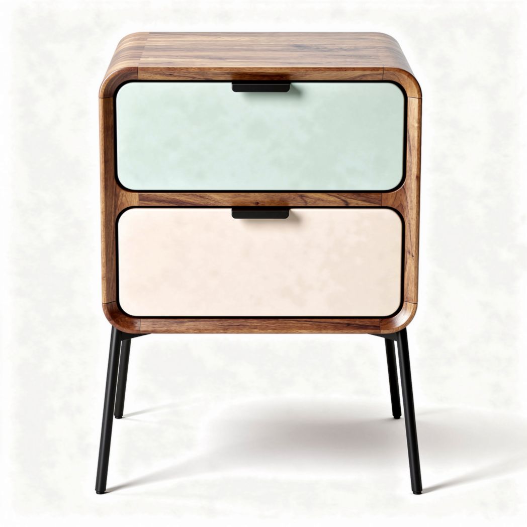 table de chevet en bois avec tiroirs mint et beige dimensions 40 x 40 x 50cm