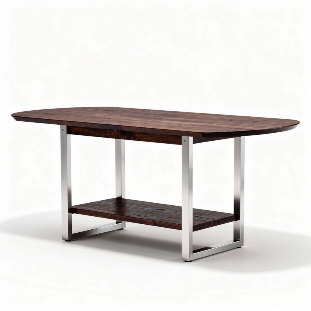 Table en bois de manguier et métal argenté 180 x 90 x 75cm pour salle à manger